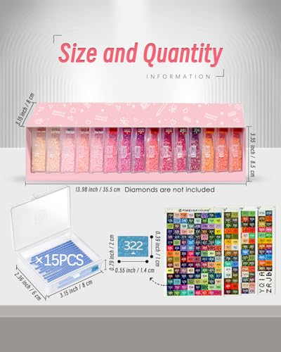 forever young 15PCS Diamond Painting Storage Containers Trays - size: 15pcs Portable set