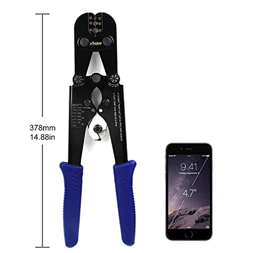 Zhushan Wire Rope Crimping Tool - Heavy Duty Crimper & Cutter for Aluminum Oval Sleeves, Crimp Ferrules, and Loop Sleeves (1/16" to 1/8") - Ideal for Fish Line, Cable, and Wire