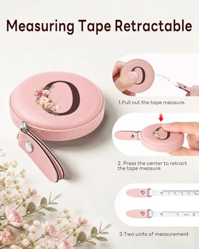 Maicican Retractable Tape Measure, Pink Leather Sewing Measuring Tape, O - color: Tape Measure-Pink O