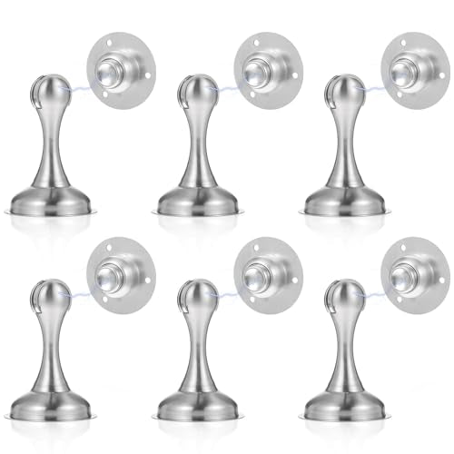 6 Pack Magnetic Door Stopper Brushed Magnetic Door Stops No Need to Drill Double-Sided Adhesive Tape Magnet Door Stop Soft-Catch Hold Doors Open