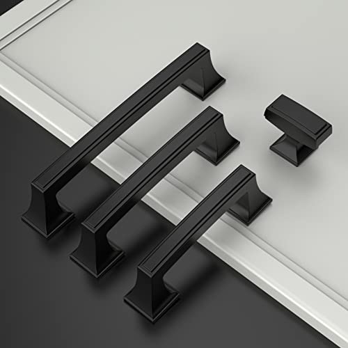 Amerdeco 10 Pack Matte Black Cabinet Hardware 3Inch(76mm) Hole Center Kitchen Handles for Bathroom Drawer Dresser Pulls ZH0010 - color: Matte Black, size: 3"/76MM Hole Center