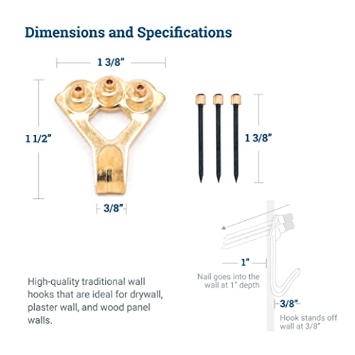 PHS 100 lb Picture Hanging Hooks – Heavy Duty Picture Hangers, 30 Pack Frame Hangers with Nails, Mirror Hanging Kit, Heavy Mirror Mounting Hardware for Drywall and Plaster - size: 30 Pack