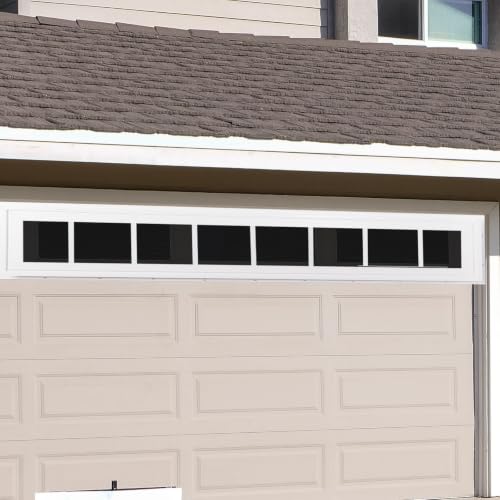 NeatiEase Vinyl Transom Window, 12" x 60" Fixed Glass Household Windows with Grids and Dual-pane Tempered Glass for House, Shed, Doors, Garage, Chicken Coop, Basement (White) - size: 12"x60"