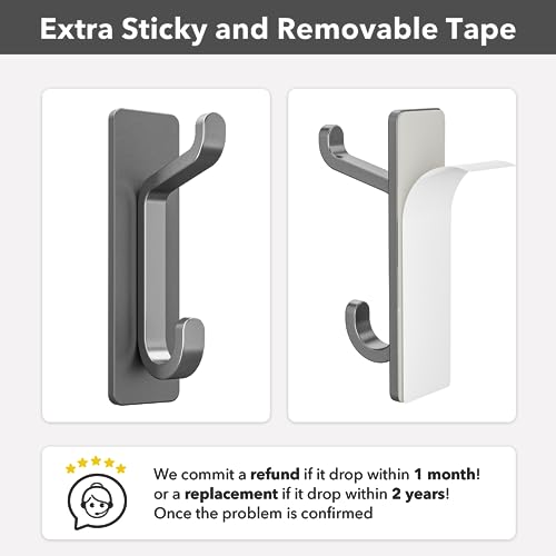 pickpiff 13LB Strong Stick-on Hooks for Coat & Towel, Grey 4 Pack - color: Gray, size: 4 Pack