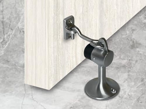 QCAA Solid Brass Door Stop, 3-15/16" Height, Satin Chrome, Made in Taiwan, 2 Pack - color: Satin Chrome(3-15/16"), size: 2 Pack