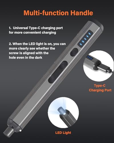 3.7v Mini Electric Screwdriver Set, Precision Screwdriver Set with 5 Torque Settings, LED Light, Magnetic Storage, Magnetizer, Repair Tool Kit for Electronics Phone Camera Laptop Watch - style: Electronic