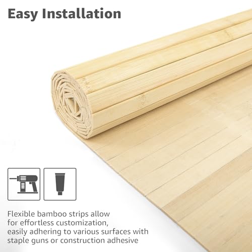 Art3d 48 x 96 in Pole Wrap Natural Bamboo Wall Panel, 1-Pack, Raw - color: Raw, size: 1-48 inches x 96 inches
