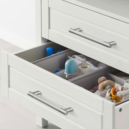 Brushed Nickel Knurled Cabinet Handles Kitchen Pulls 5 Inch 10 Pack - color: Brush Satin Nickel, size: 5" Hole Center