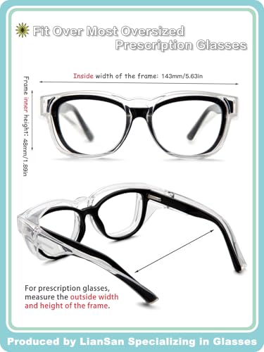 LianSan Safety Glasses Over Eyeglasses for Men Women with Anti Fog Lenses,Goggles Fit Over Eyewear ANSI Z87.1