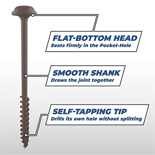 Kreg Protec-Kote Pocket-Hole Screws, 2-1/2 Inch, #3 Square Drive, 30 Count - size: Pack of 1