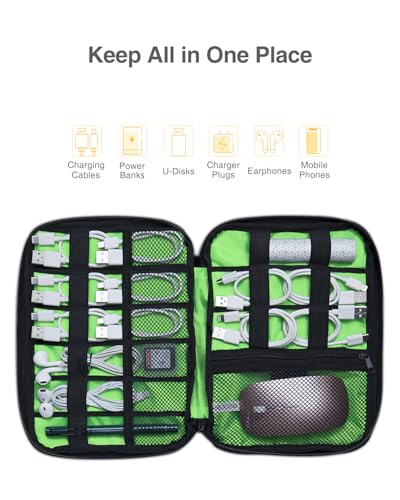 Luxtude Travel Cable Organizer Bag, Flat Cord Organizer Case