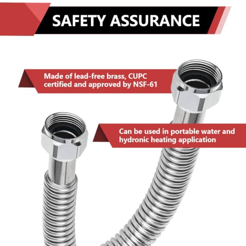 2piece EFIELD Flexible SS Corrugated Hose Connector,1" FIP x24"Length - size: 24"L(1" FIP)