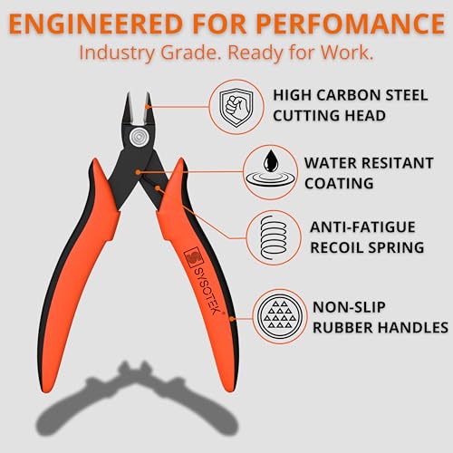 Flush Cutters Precision Wire Cutters for Fiber Optics, Electronics and Jewelry Making tool Mini Diagonal Cutting Pliers Perfect for Zip Ties, Electrician Tool, Small Wire, crafting and more