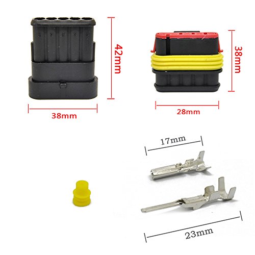 MUYI 10 Kits 5 Pin Way Electrical Connectors for 20-16 AWG Wire Cable 10A - style: 5pin connector(10 sets)