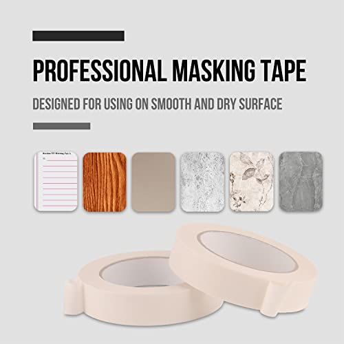 Lichamp Masking Tape 1 inch, 4 Pack General Purpose Beige White Masking Tape, 1 inch x 55 Yards x 4 Rolls (220 Total Yards) - size: 4 Rolls x 0.94 inch x 55 Yards