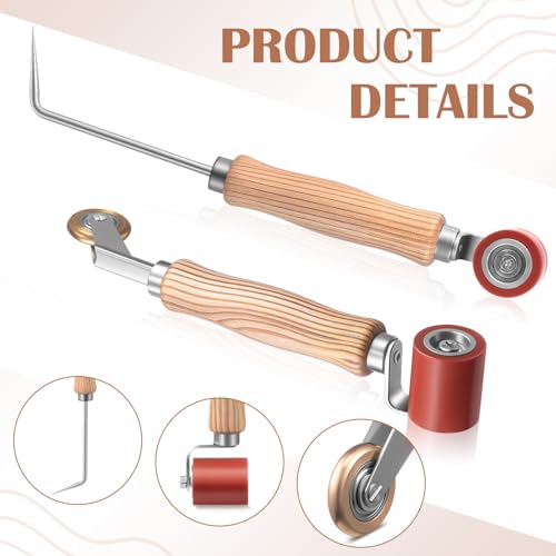 2 Pcs Seam Roller with Tester Probe, 40 mm Silicone Seam Roller with 6 mm Brass Detail Penny Tool, Smoothing Tool for PVC/TPO/EPDM Single Ply Roofing Tape Woodwork Wallpaper Installation | 40 mm Silicone Seam Roller with 6 mm Brass Detail Penny Tool, Smoo