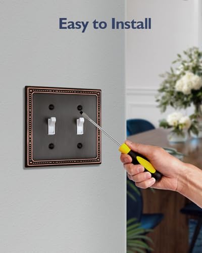 Switch Plates Outlet Covers, 2-Pack Aged Bronze Metal Wall Plates - color: Aged Bronze, size: 2 Toggle 2PK