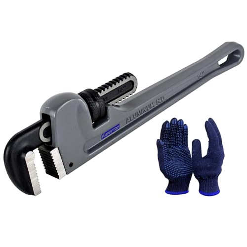 14 Inch Aluminum Pipe Wrench, 2-3/4"/70mm Adjustable Cr-Mo Jaw Opening Heavy Duty Aluminum Straight Handle Plumbing Wrenches, Perfect Plumbers Tool Exceed GGG Standard - size: 14-IN, style: Straight