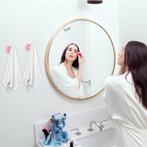 Vuzvuv Pink Adhesive Stainless Steel Self-Adhesive Towel Hook (2-Pack) | SUS304, Self-Adhesive, Heavy Duty, Waterproof, Wall Hooks for Towel Coat Robe in Bathroom Kitchen Hotel - color: Pink-2 Pcs