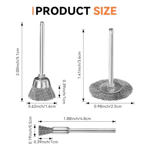60Pcs Wire Brushes Set, 3 Shape Steel Wire Wheels