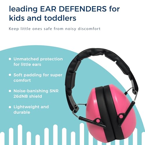 BANZ Kidz Earmuffs 2 Years & Older - Loud Noise Cancelling, Size Adjustable - color: Petal Pink