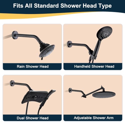 BRIGHT SHOWERS Solid Brass Shower Arm with Flange, 10 Inch Shower Pipe Arm - color: Oil Rubbed Bronze, style: Basic 10 Inch