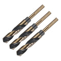 uxcell 3pcs Reduced Shank Twist Drill Bits 18mm Black Nitride & Gold Titanium Coated High Speed Steel 4341 with 10mm Shank for Stainless Steel Alloy Metal Plastic Wood - size: 18mm x 10mm