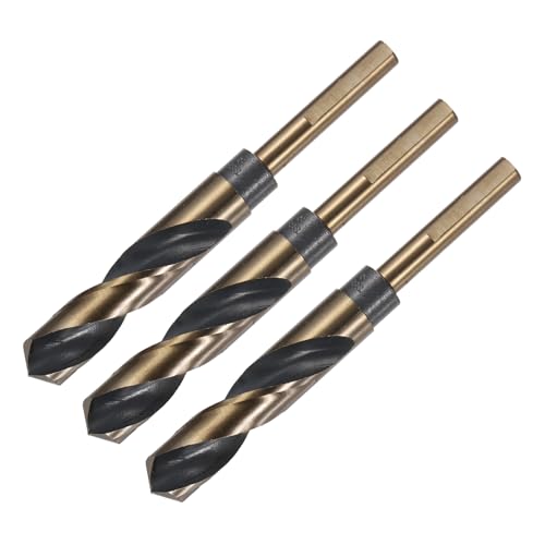 uxcell 3pcs Reduced Shank Twist Drill Bits 18mm Black Nitride & Gold Titanium Coated High Speed Steel 4341 with 10mm Shank for Stainless Steel Alloy Metal Plastic Wood - size: 18mm x 10mm
