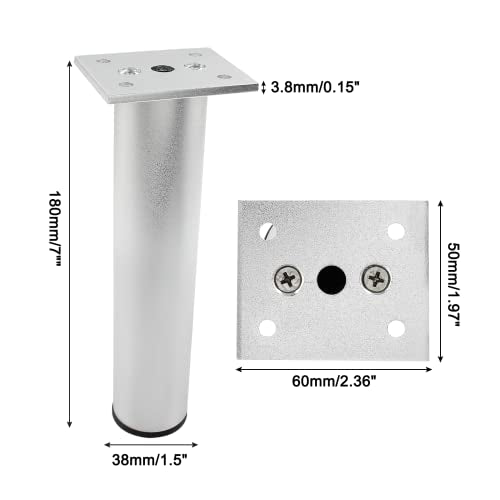 4-Pcs Adjustable Aluminum Alloy Furniture Legs 7" Height Silver - color: Silver, size: 7 Inch