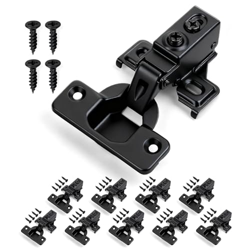 Mousike 10 Pack (5 Pair) Soft Close Cabinet Hinges, 1/2 Overlay Soft Close Hinges for Kitchen Cabinet, Stainless Steel, Built-in Damper, 100 Degree Opening Angle, 6 Way Adjustment - color: Black, size: 10 Pack
