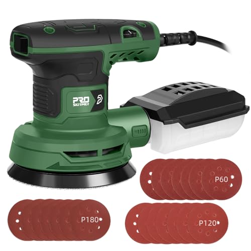 Prostormer 5-Inch Random Orbital Sander with 21PCS Sandpapers - color: Green