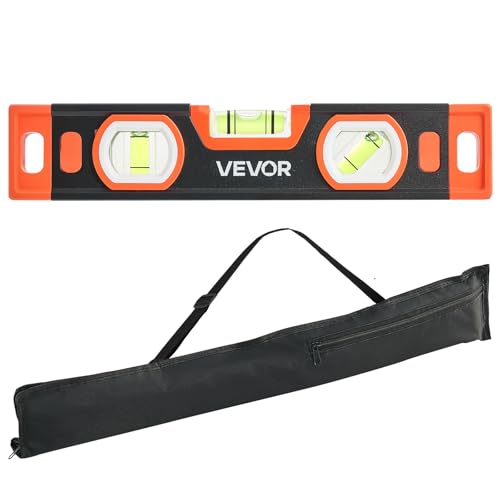 VEVOR Torpedo Level, 3-Piece Included 9/16/24 in, Magnetic Leveler Tool Set Aluminum Alloy, with Clear 3 Green Vials, V-Groove, Hanging Hole, Multi-angle Measurement for Construction Home Renovation - size: 9/16/24 inch set