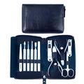 FAMILIFE Stainless Steel Manicure Set 11-in-1 Professional Nail Clipper Kit - color: Navy Blue