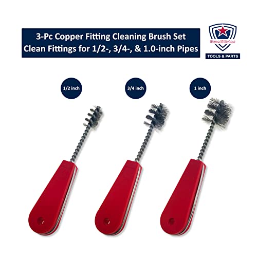 Copper Pipe Cleaner, Pipe Fitting Brushes, Clean Inside of Fittings for Soldering, 3PC: 1/2 in, 3/4 in, and 1.0 inch - style: [3PC]Set