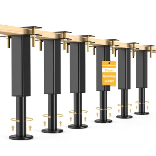 6 PCS Adjustable Height Bed Support Legs, 6.2-7.5 in Metal Bed Risers - size: 6.2"-7.5" (6pcs)
