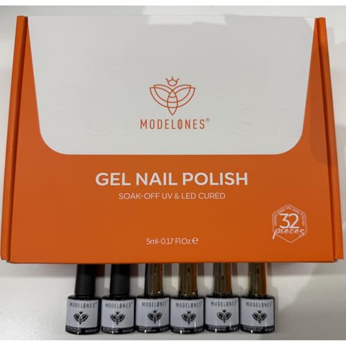 modelones Gel Nail Polish Set Jelly Glitter 32PCS 28Colors Nude Pink White - color: A2-Gloss Veil