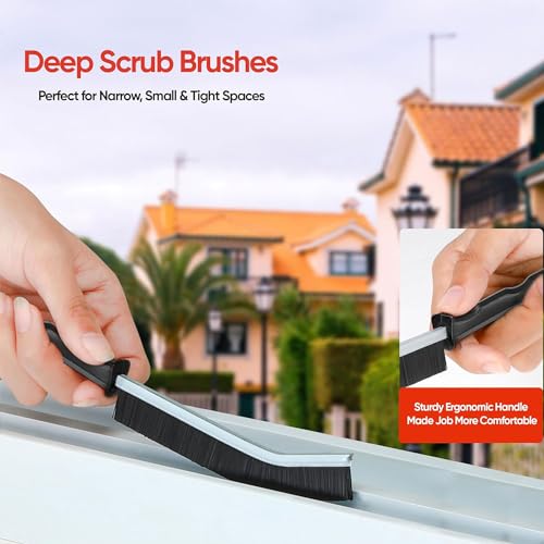 Crevice Cleaning Brush Set, Hard Bristle Gap Scrubber Tools for Bathroom Grout, Window Tracks & Shower Doors, Deep Cleaning Home Essentials & Practical Housewarming Gifts 12-Pack - color: Black