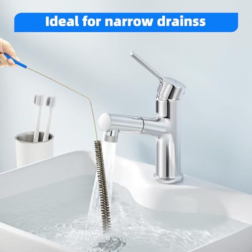 Flexible Cleaning Tool,Bendable Sewer Drain Brush, Long Pipe Cleaner for Home Kitchen Sink, Shower and Tub Hair Clogs - size: 16.5 inches