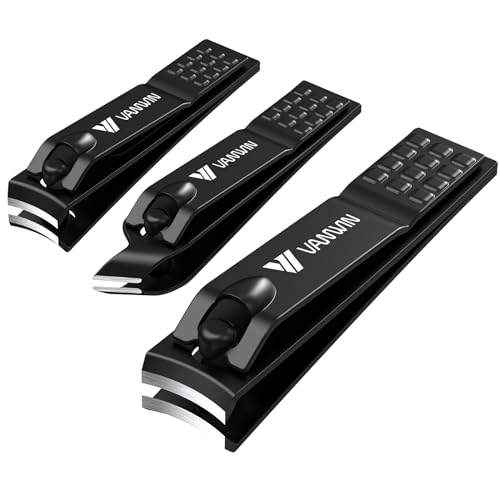German Nail Clippers for Men VANWIN Nail Clipper Set 4-Pack Ultra Sharp, Matte Stainless Steel Fingernail & Toenail Clippers with Glass Nail File, Nail Cutter Stocking Stuffers for Men Women Black - size: 4-Pack