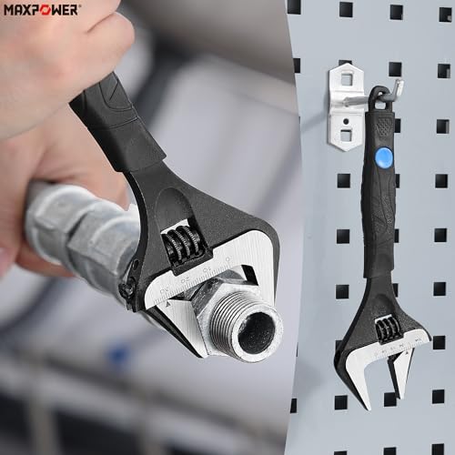 MAXPOWER 8-inch Wide Jaw Adjustable Wrench, 1.6" Jaw Opening, Soft Grips - size: 8-inch