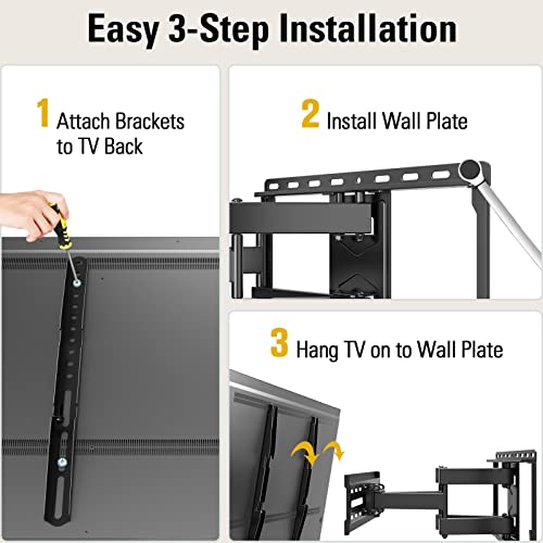 Mounting Dream Full Motion TV Wall Mount for 32-70 Inch TVs up to 99lbs - size: For 32" to 70" TVs, 16" Studs