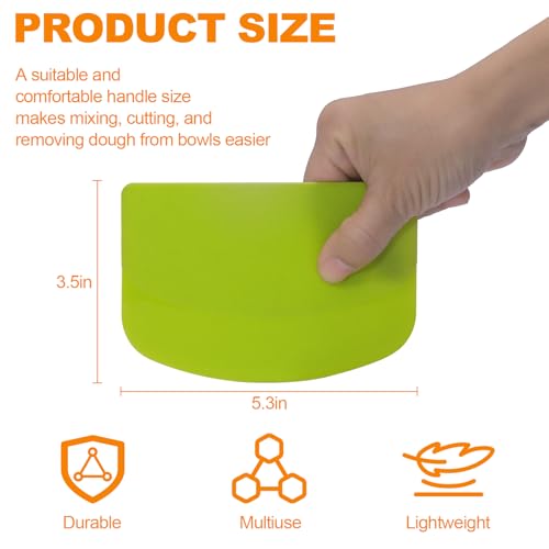 3 Pieces Food Dough Scraper, Plastic Multi - Purpose Kitchen Pastry Cutting Tool, Flexible Bowl Scraper with Curved Edge, Cake Baking Bench Scraper