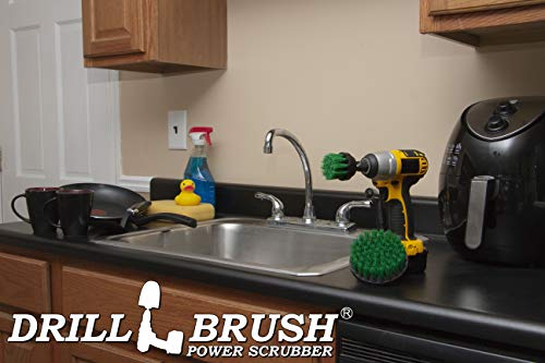 Drill Brush Kitchen Cleaning Supplies - Drill Brush Microwave Scrubber Set - color: Green