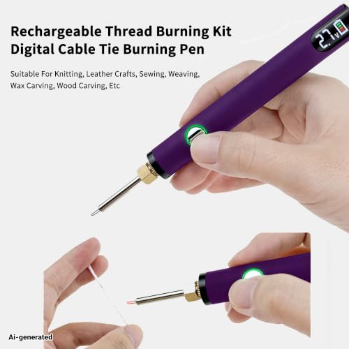 Rechargeable Thread Burner Kit, LCD 2.7V/3.4V/4.2V (Pink) | 510 Threaded Battery , USB-C Charging Cable Included,, For Beading, Sewing, Weaving, Leather Craft, Stringing - color: Pink