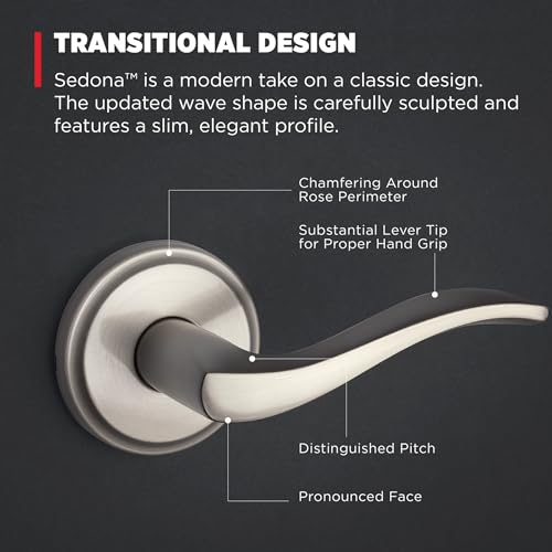 Kwikset 720SEL-15 Sedona Lever Passage Door Lock with 6AL Latch and RCS Strike Satin Nickel Finish - color: Satin Nickel, size: Passage