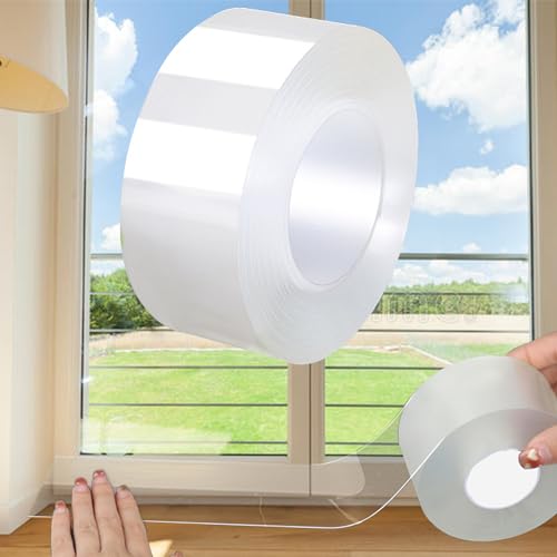 Window Weather Sealing Tape 2 Inch x 33 FT Weather Stripping Residue-Free Clear Window Draft Isolation Sealing Film Caulk Tape for Doors and Shower Glass Gaps Bathroom - size: 2in X 33 FT X 7.87Mils Thickness