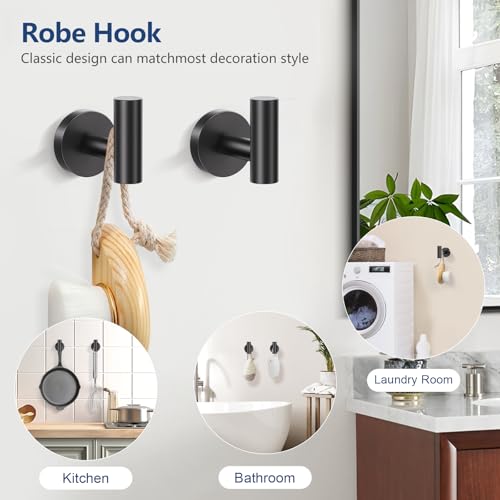 TQKAG 5 Piece Black Bathroom Accessories, 23.6" Bathroom Towel Bar Holder | 23.6" Bathroom Hardware Set, SUS304 Stainless Steel, Double Post Pivoting, Towel Hooks, Toilet Paper Holder Set Wall Mounted - color: Matte Black, size: 5-Pieces Set-B