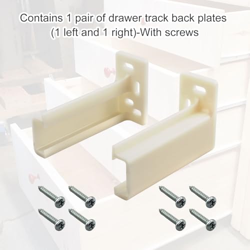 Drawer Track Back Plate Compatible with Prime-Line R 7265 | 3/8 in. x 1 in. ABS Hard Materials, Off-White (1 Pair)