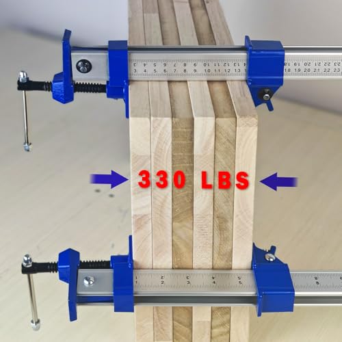 FEIRONG 36 Inch Bar Clamps (2 Pack) - 330LB Capacity, Dual-Scale Ruler (Inch & CM) & 90° Angled Jaws for Woodworking, Cabinet Installation, DIY Projects (Blue) - size: Blue 36-inch 2 Pack