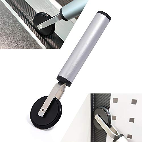 Single Wheel Rubber Seam Roller Car Detailing Tool Vinyl Wrap Applicator for Details Riding Edge-Lines Contour Squeegee Screen Rolling, Portable Handle Soft Rubber Roller for Window Tint Installing